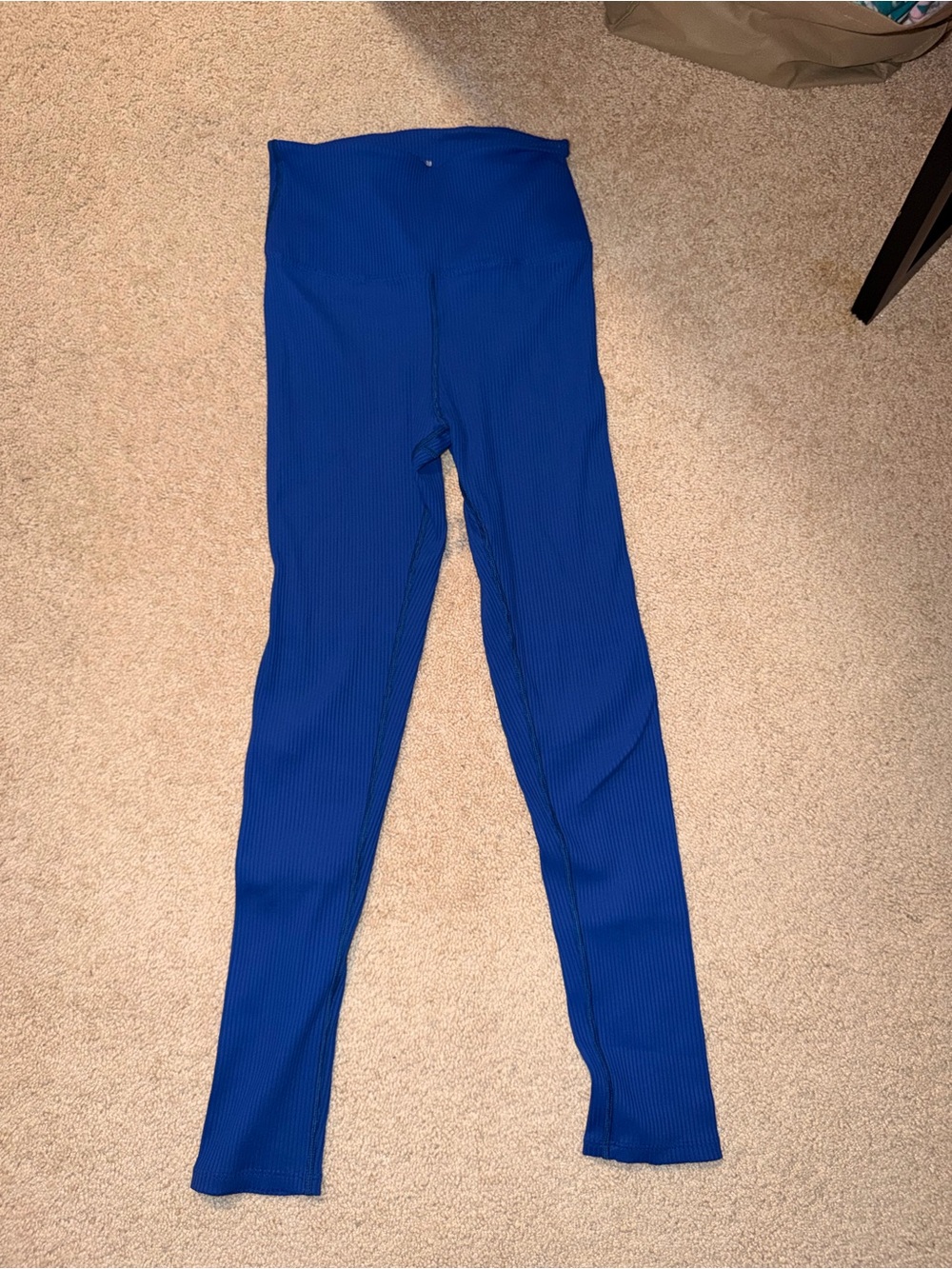 Carbon 38 Royal Blue Ribbed High-Waist Leggings